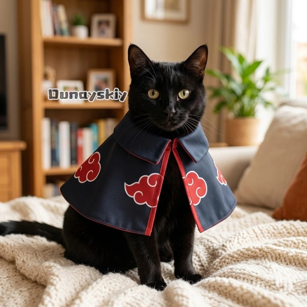Cats Cloak Costume Akatsuki Halloween Pet Clothes Small Dog Dress Cape Anime Pet Cosplay Party Clothes Pet Supplies Cosplay