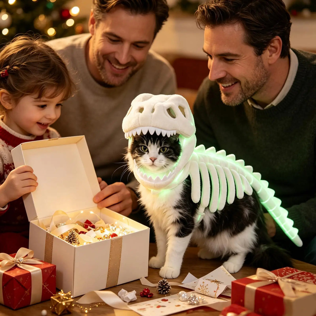 Pet cat dinosaur skeleton Dogs pet role-playing costumes Halloween Glow in Dark Outfits holiday photos props for Home Apartment