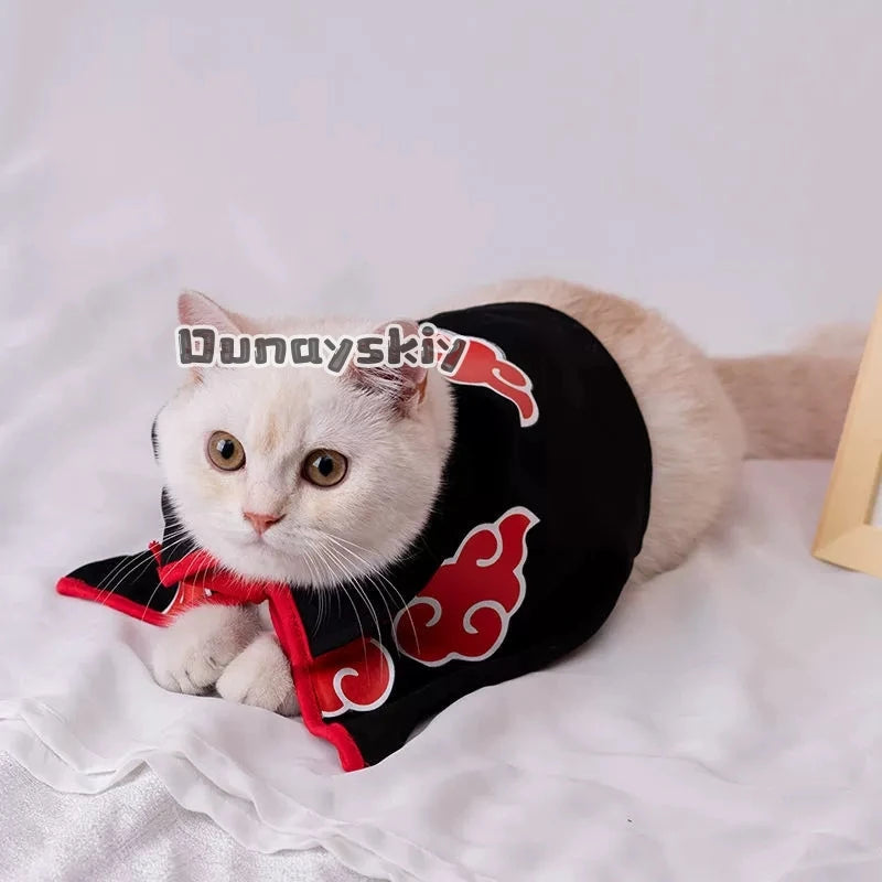 Cats Cloak Costume Akatsuki Halloween Pet Clothes Small Dog Dress Cape Anime Pet Cosplay Party Clothes Pet Supplies Cosplay
