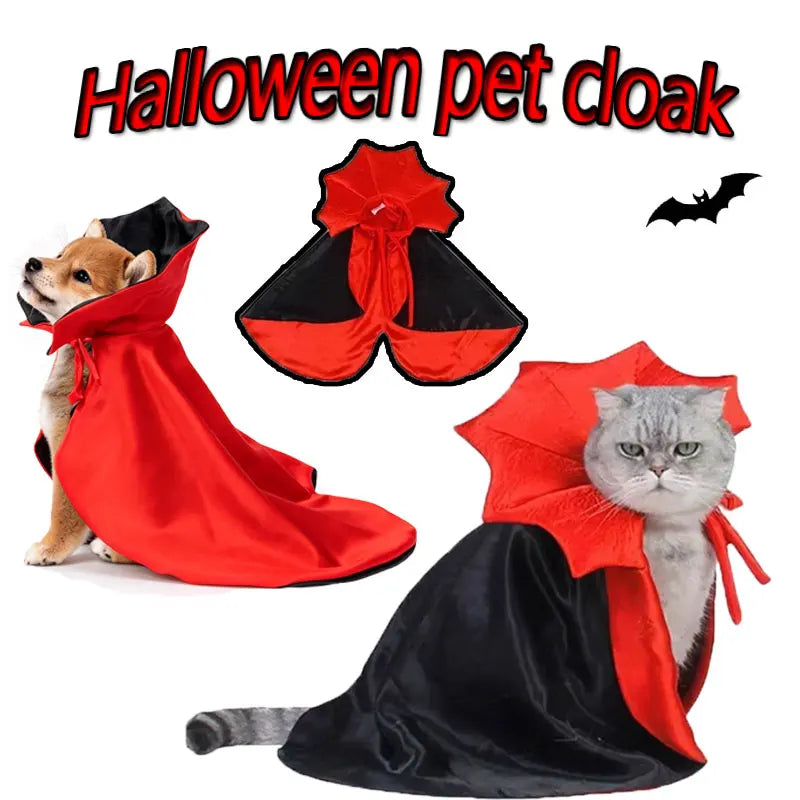 Pet Halloween Polyester Vampire Cloak Transformation Costume Cat Dog Witch Cloak Festivals Pet Role-playing Adjustable Costume