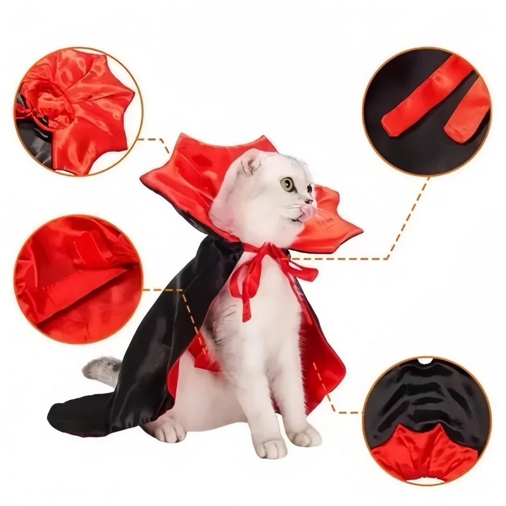 Pet Halloween Polyester Vampire Cloak Transformation Costume Cat Dog Witch Cloak Festivals Pet Role-playing Adjustable Costume