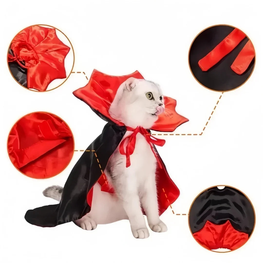 Pet Halloween Polyester Vampire Cloak Transformation Costume Cat Dog Witch Cloak Festivals Pet Role-playing Adjustable Costume