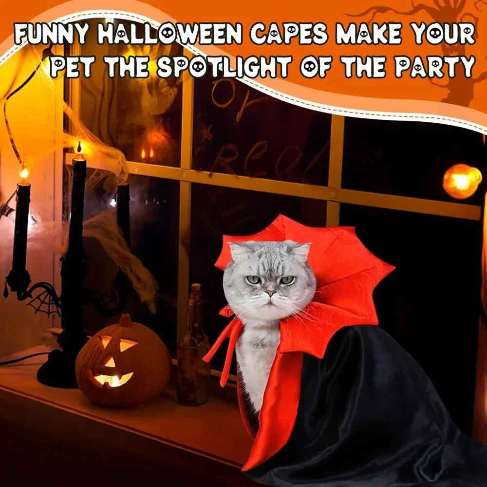 Pet Halloween Polyester Vampire Cloak Transformation Costume Cat Dog Witch Cloak Festivals Pet Role-playing Adjustable Costume
